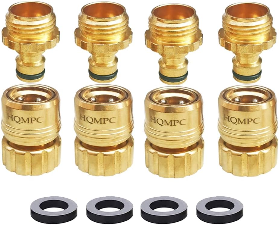 HQMPC No Pb Brass Garden Hose Quick Connect Water Hose Connectors 3/4" GHT