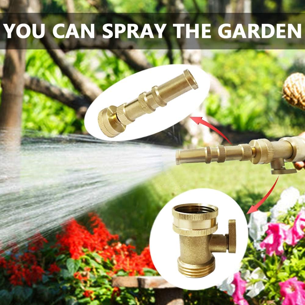 HQMPC Heavy Duty Garden Hose Brass Shut Off Valve Garden Hose Connector (2PCS) +4 Extra Pressure Washers