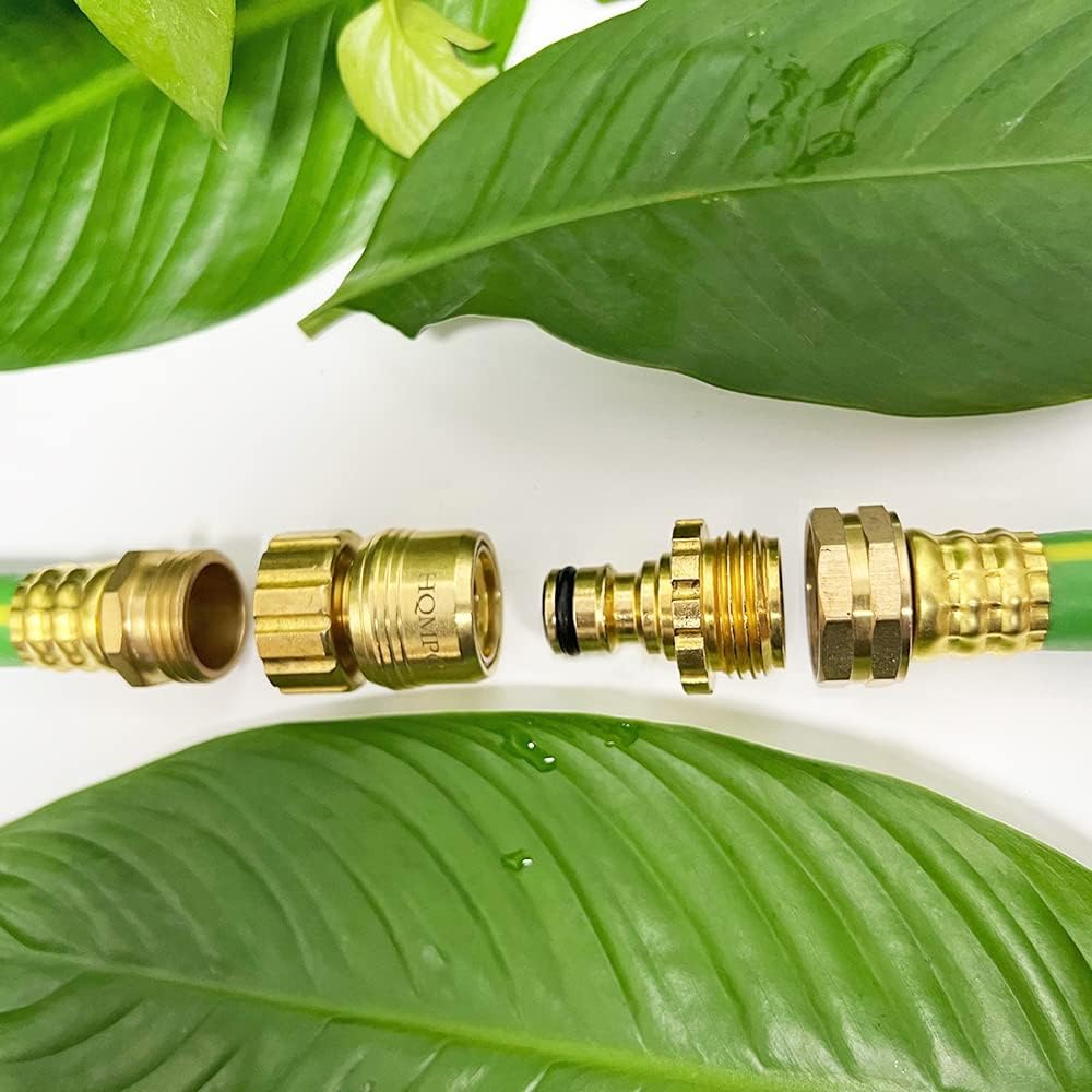 HQMPC No Pb Brass Garden Hose Quick Connect Water Hose Connectors 3/4" GHT