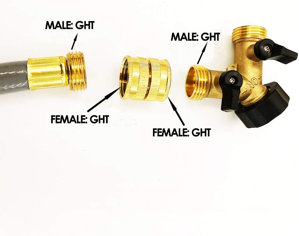 HQMPC Brass Garden Hose Connector Garden Hose Adapter Double Female Swivel Hose Connector 3/4 Inch GHT