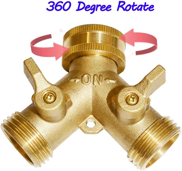 HQMPC 2 Way Garden Hose Y Valve Brass Hose Splitter Hose Y Valve Connectors Garden Hose Adapter 3/4"GHT Thread Extra 4 Pressure washers