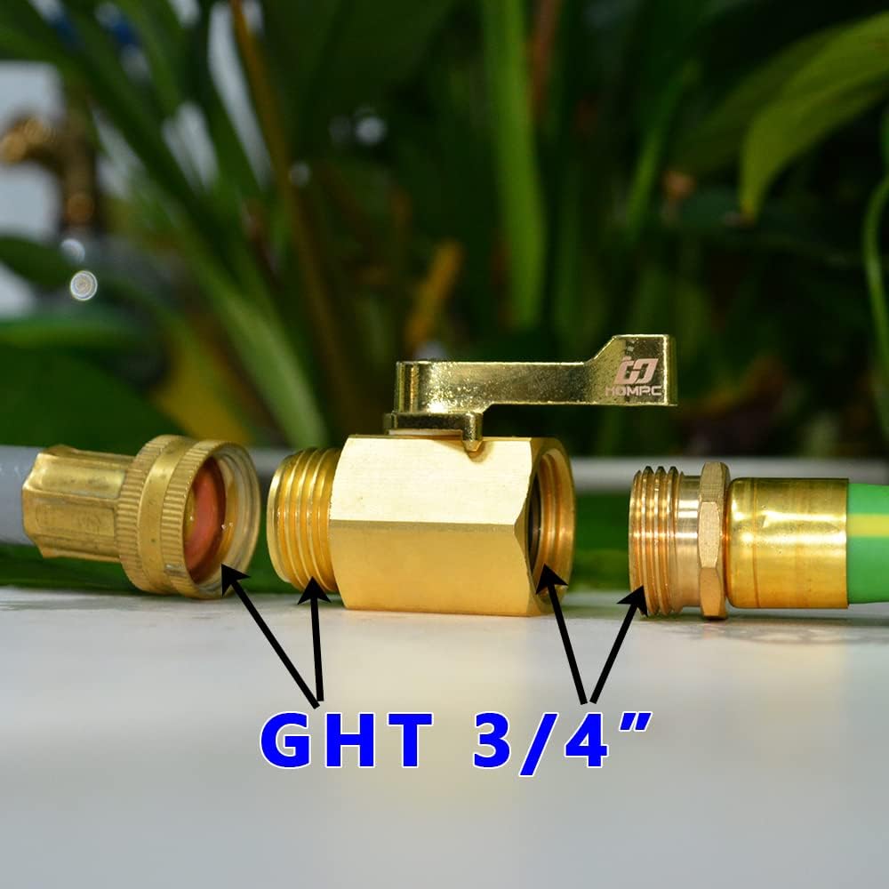 HQMPC Super Heavy Duty 3/4" Brass Shut Off Valve Garden Hose Connector Garden Hose Shut Off Valve