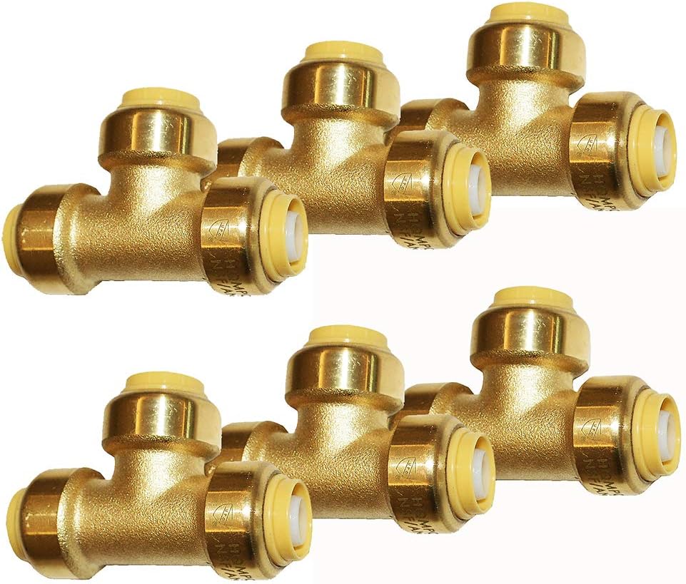Pex Fittings Tee Push Fit Plumbing Tee 1/2 inch, Push-to-Connect Plumbing Fittings Brass Pipe Connector T Fittings for Copper PEX CPVC No Pb ( 1/2 Inch(1/2")