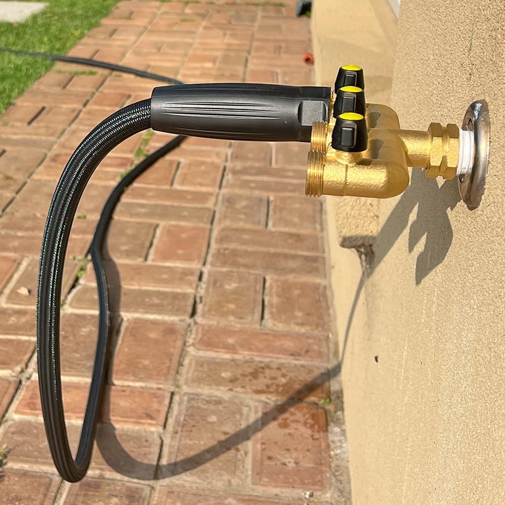 HQMPC Garden Hose 3 Way Valve Brass Hose Splitter with Solid Brass Handle Garden Hose Adapter 3 Way Valve 3/4" GHT Thread