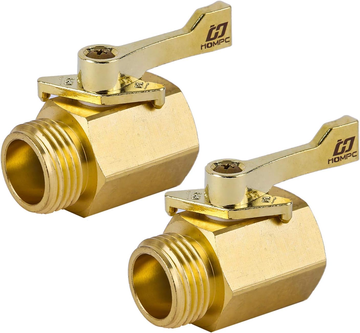 HQMPC Super Heavy Duty 3/4" Brass Shut Off Valve  Garden Hose Connector Garden Hose Shut Off Valve