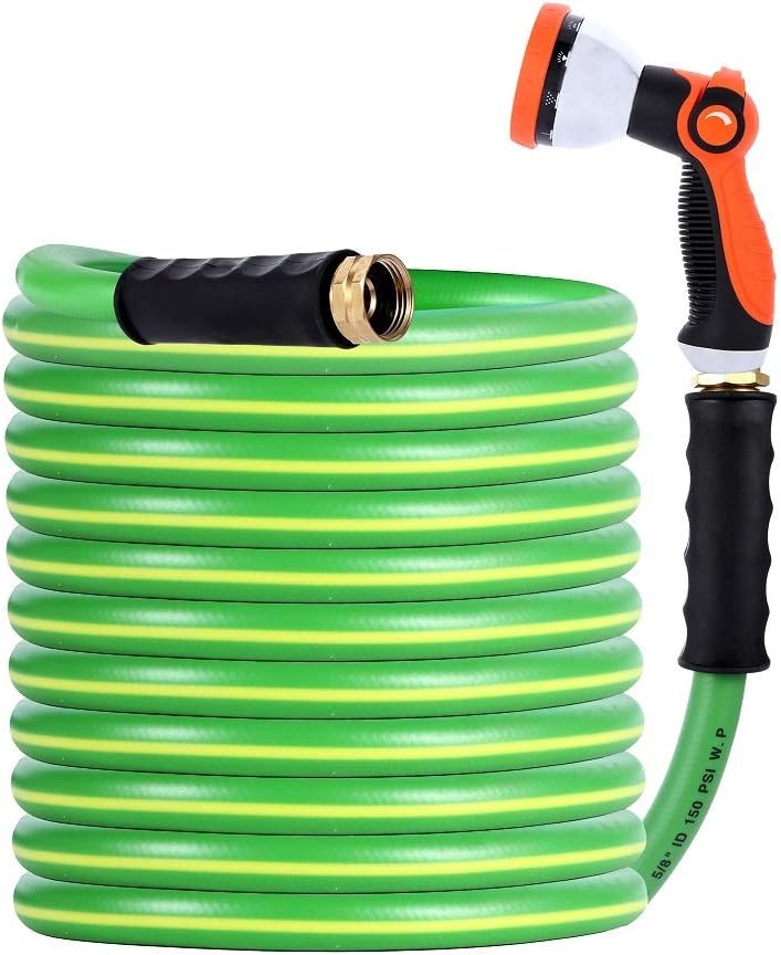 HQMPC Garden Hose Durable PVC Non Kinking Heavy Water Hose with Brass Hose Fittings