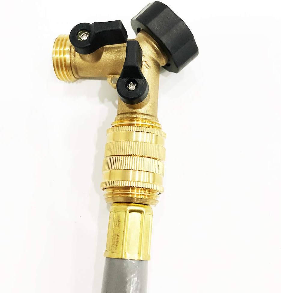 HQMPC Brass Garden Hose Connector Garden Hose Adapter Double Female Swivel Hose Connector 3/4 Inch GHT