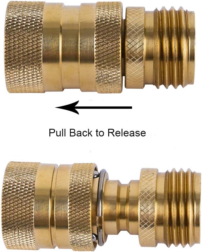HQMPC Brass Garden Hose Quick Connect Water Hose Connector 3/4"GTH (3 Female Coupler+ 6 Male Nipples)