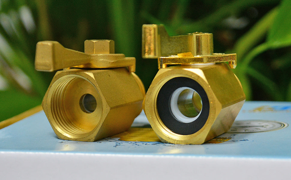HQMPC Super Heavy Duty 3/4" Brass Shut Off Valve Garden Hose Connector Garden Hose Shut Off Valve