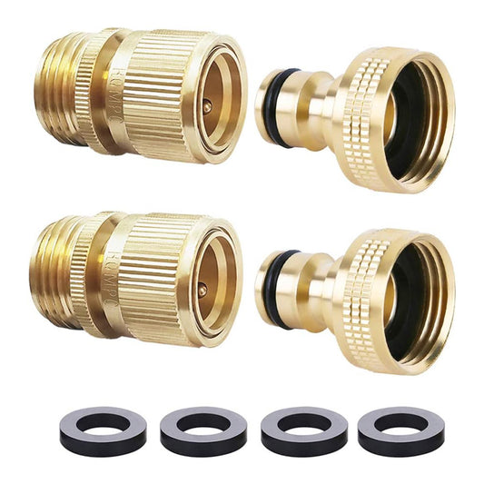 HQMPC Garden Hose Quick Connect Solid Brass Quick Connector Garden Hose Fitting 3/4 inch GHT