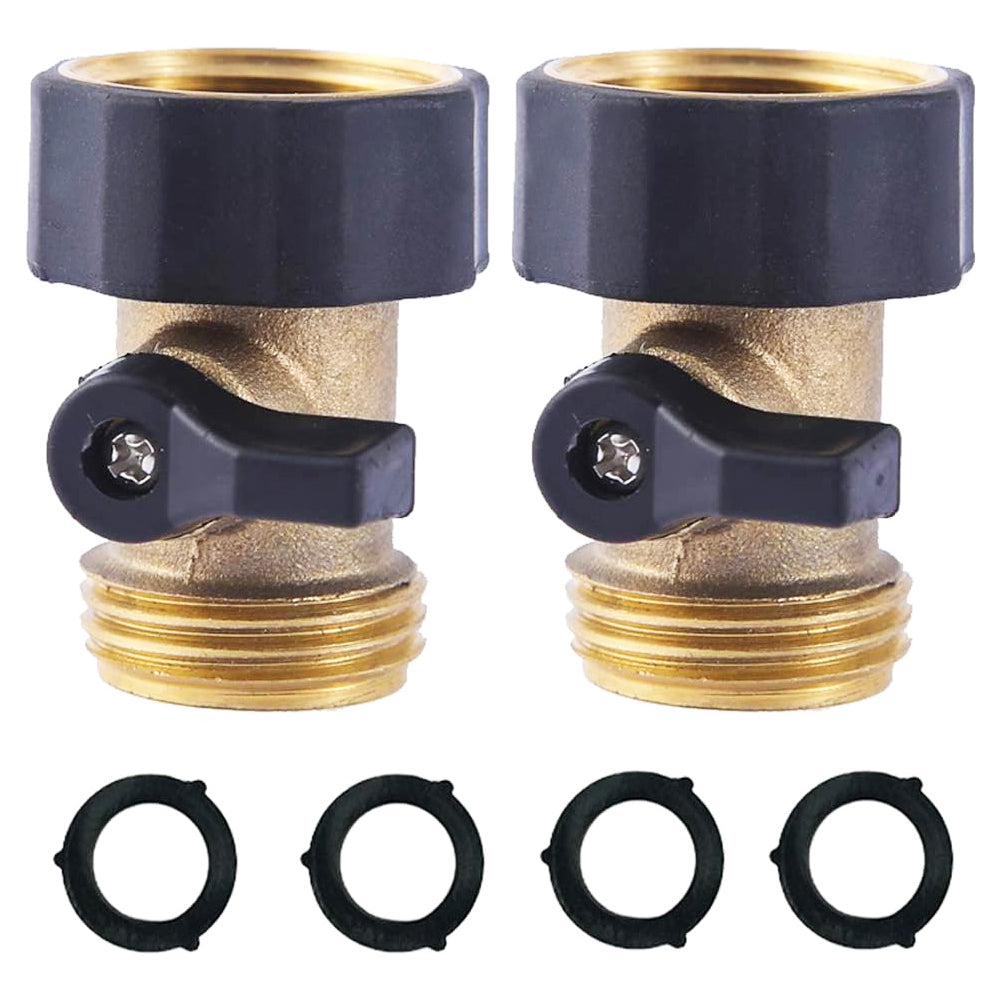 HQMPC Heavy Duty Garden Hose Brass Shut Off Valve Garden Hose Connector (2PCS) +4 Extra Pressure Washers