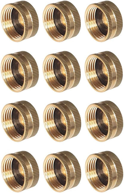 HQMPC Garden Hose Cap with Washer Brass Hose End Garden Hose Connector Brass Cap 3/4" NH Garden Hose Female Fitting Cap