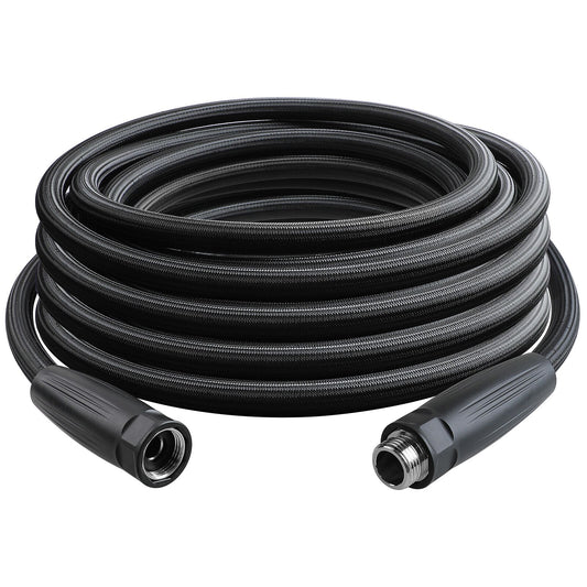HQMPC Garden Hose 5/8"IDx30' Hose Light Weight Durable Non Kinking Water Hose Feamle Swivel Grip With Brass Hose Fittings 30 FEET (Black)