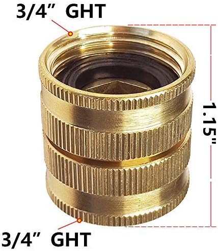 HQMPC Garden Hose Adapter, Double Female Swivel Hose Connector With Double Male Hose Connector 3/4 Inch GTH Brass Connector (4 Pack) With 6 Pcs Washers