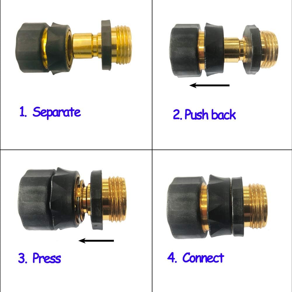 HQMPC Garden Hose Quick Connect 3/4 Inch Water Hose Quick Connect Fittings Male and Female 3/4" GHT
