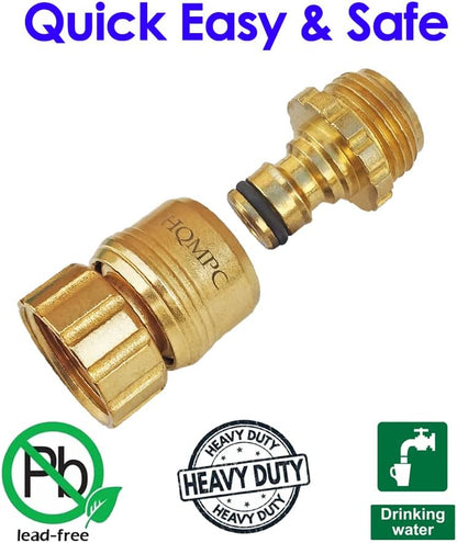 HQMPC No Pb Brass Garden Hose Quick Connect Water Hose Connectors 3/4" GHT