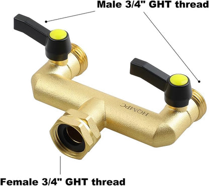 HQMPC 2 Way Hose Splitter Spigot Splitter 2 Way Hose Splitter 2 Way Heavy Duty Water Splitter Outdoor 2 Way Water Splitter 2 Way Strong HEX Nut Connect 3/4" GHT