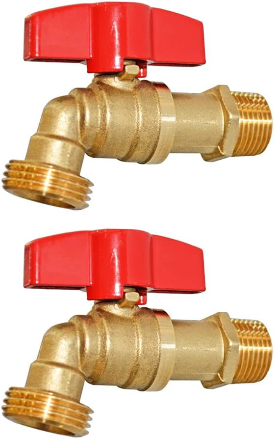 HQMPC Outdoor Spigot Garden Hose Connect faucet Shut Off Valve No Lead Brass Stop Valve 1/2" MNPT Connect 3/4" GHT Outlet