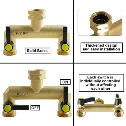 HQMPC 2 Way Hose Splitter Spigot Splitter 2 Way Hose Splitter 2 Way Heavy Duty Water Splitter Outdoor 2 Way Water Splitter 2 Way Strong HEX Nut Connect 3/4" GHT