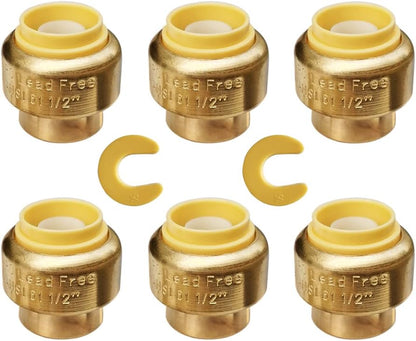 HQMPC 1/2" Push Fit PEX End Cap, Push-to-Connect Brass Plumbing Fittings No Lead Brass Plumbing Fittings with Disconnect Clip for Copper, CPVC