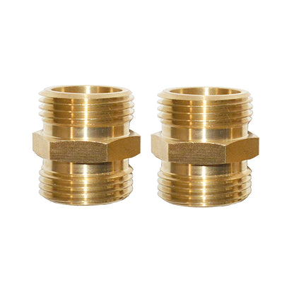HQMPC Garden Hose Connectors Double Male 3/4" GHT Brass Garden Hose Hex Male Fitting