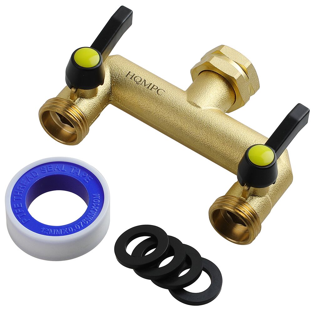 HQMPC 2 Way Hose Splitter Spigot Splitter 2 Way Hose Splitter 2 Way Heavy Duty Water Splitter Outdoor 2 Way Water Splitter 2 Way Strong HEX Nut Connect 3/4" GHT